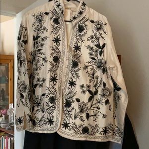 Large flowered embroidered light weight Jacket